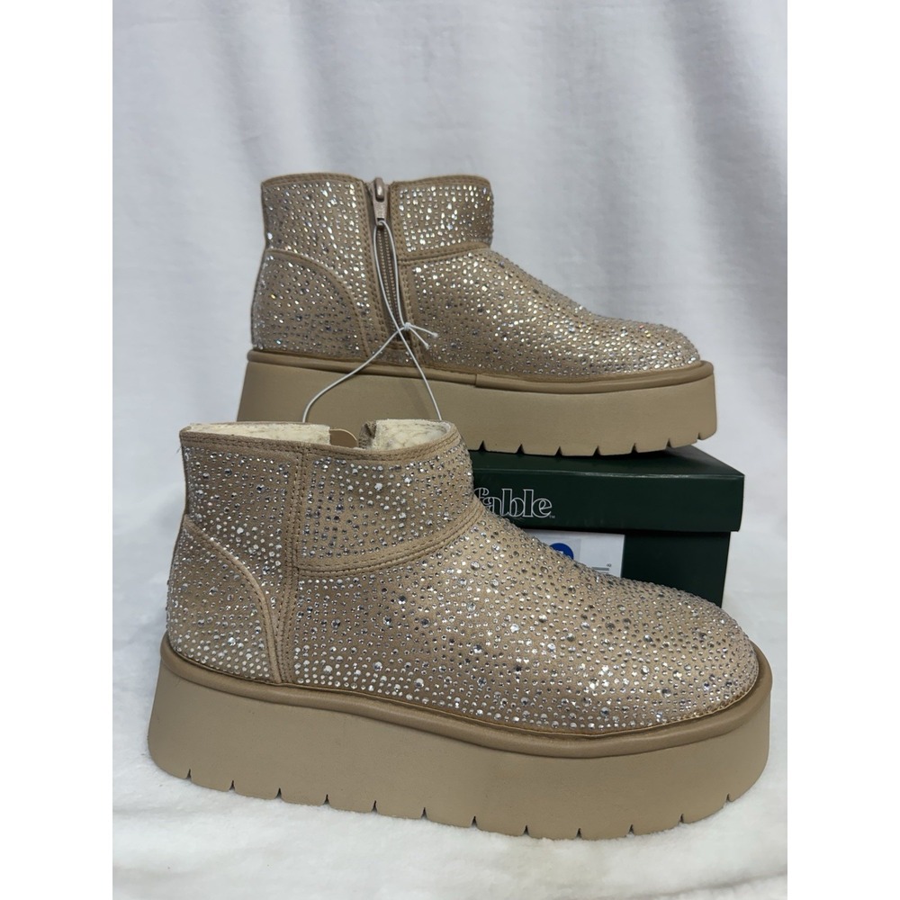 Women Missy Platform Boots "Size 7" with Memory Foam Insole - Wild Fable - Beige